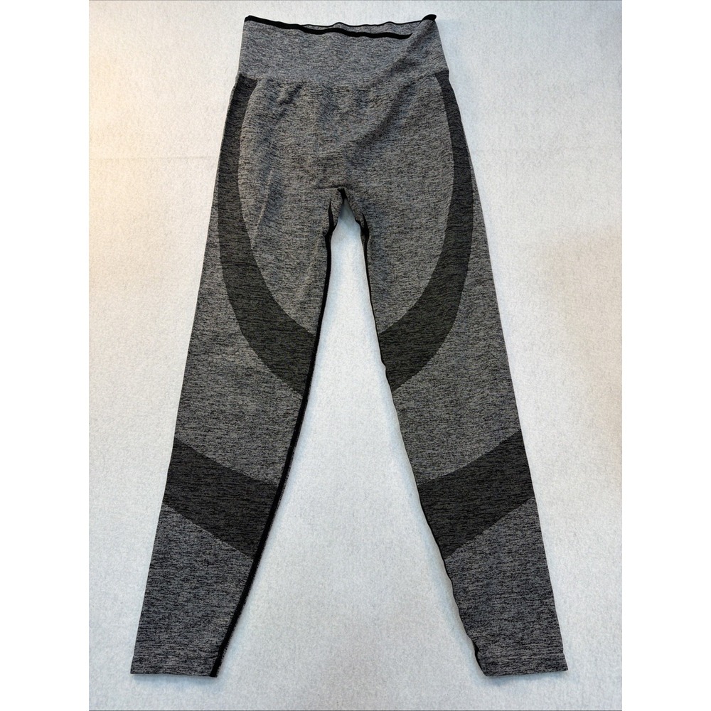 Victoria Secret PINK Seamless Leggings Size Medium Gray And Black Yoga Exercise